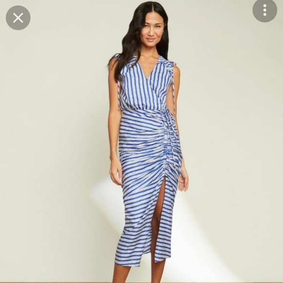 Veronica Beard Dresses & Skirts - Veronica Beard Teagan Stripe ruched midi dress, size 14, orig $498